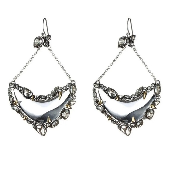 Alexis Bittar Crystal Framed Suspended Crescent Earrings....